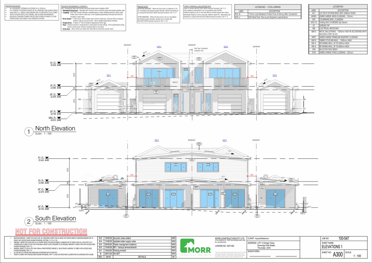 Elevations from the documented design being carried across