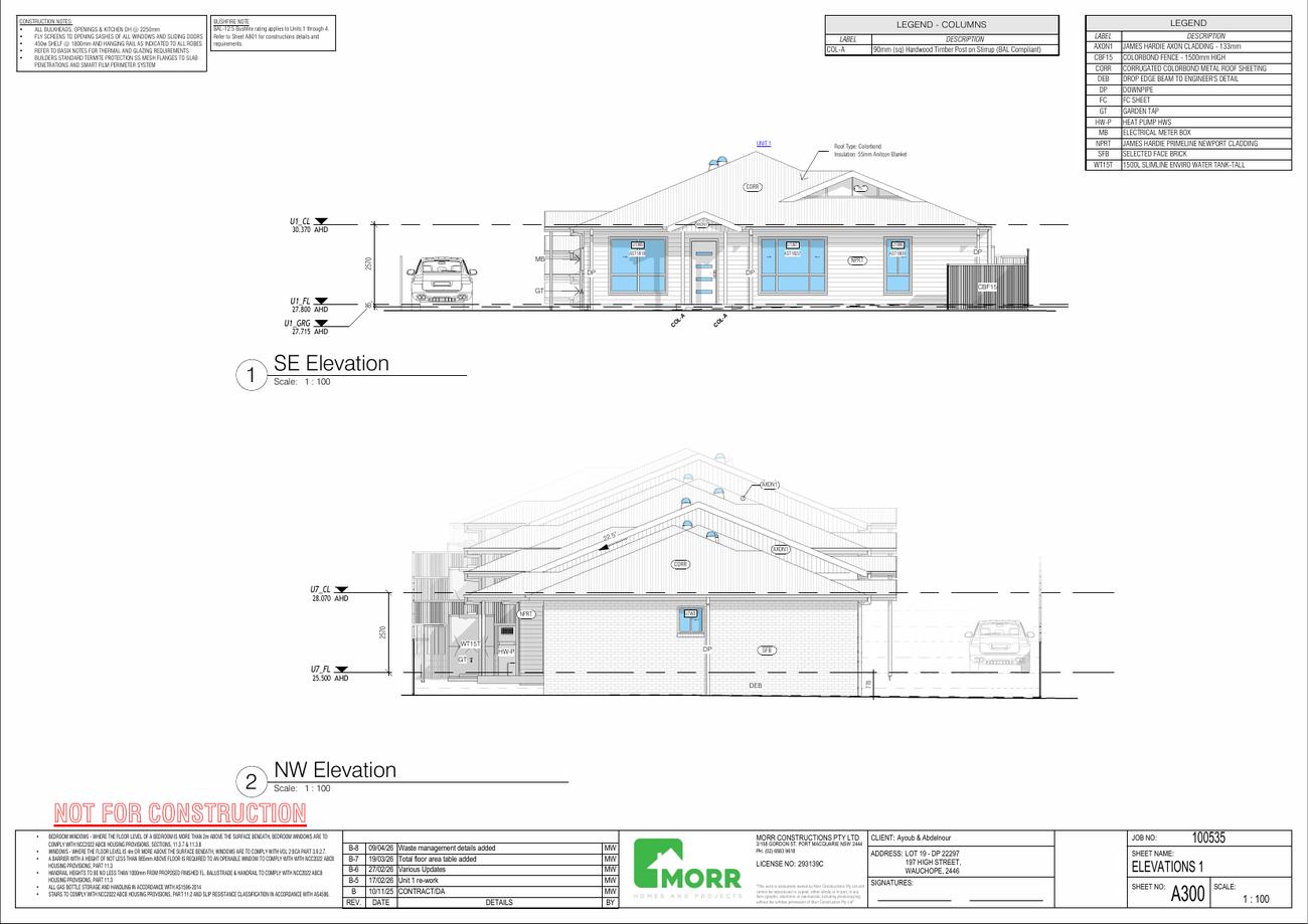 Elevations — from the DA documentation set